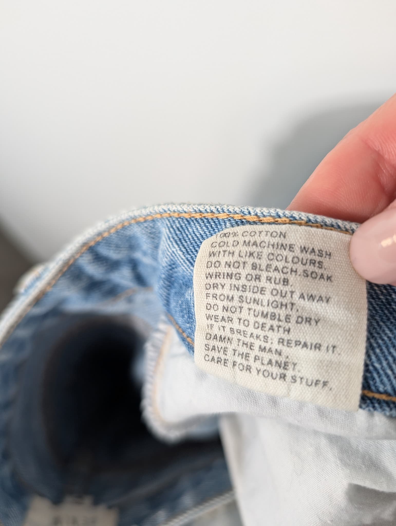 Insight Denim Mini Skirt Blue Raw Hem Size 8 — photo 8 of 8