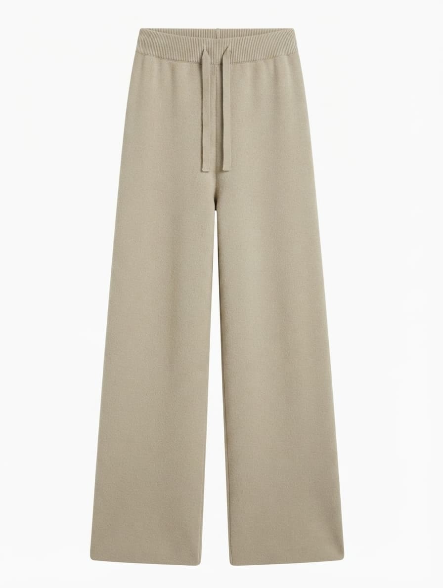 INTO Ribbed Knit Wide Leg Lounge Pants Beige Size S — photo 1 of 7