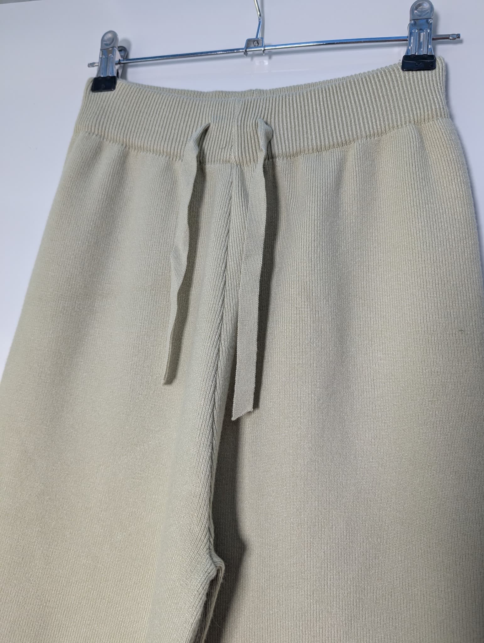 INTO Ribbed Knit Wide Leg Lounge Pants Beige Size S — photo 3 of 7