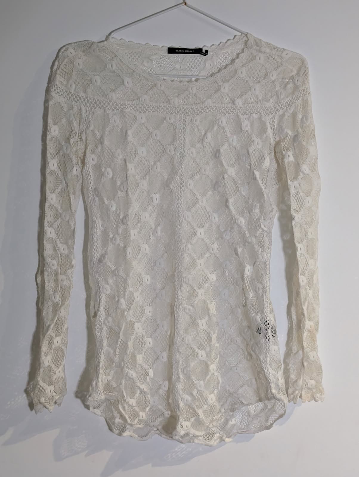 Isabel Marant Cream Lace Long Sleeve Blouse — photo 6 of 7