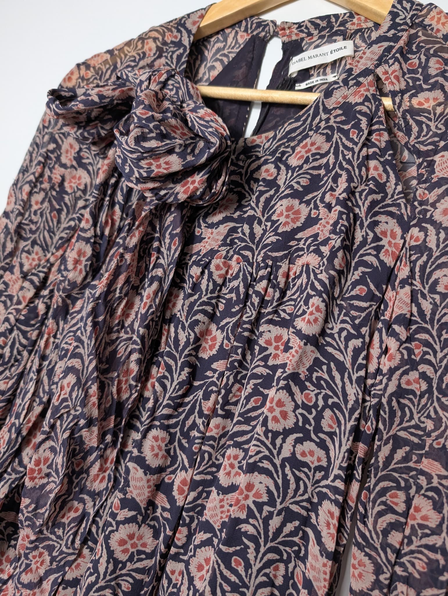 Isabel Marant Etoile Silk Maxi Dress Floral Smocked Bodice Size 36 — photo 3 of 8