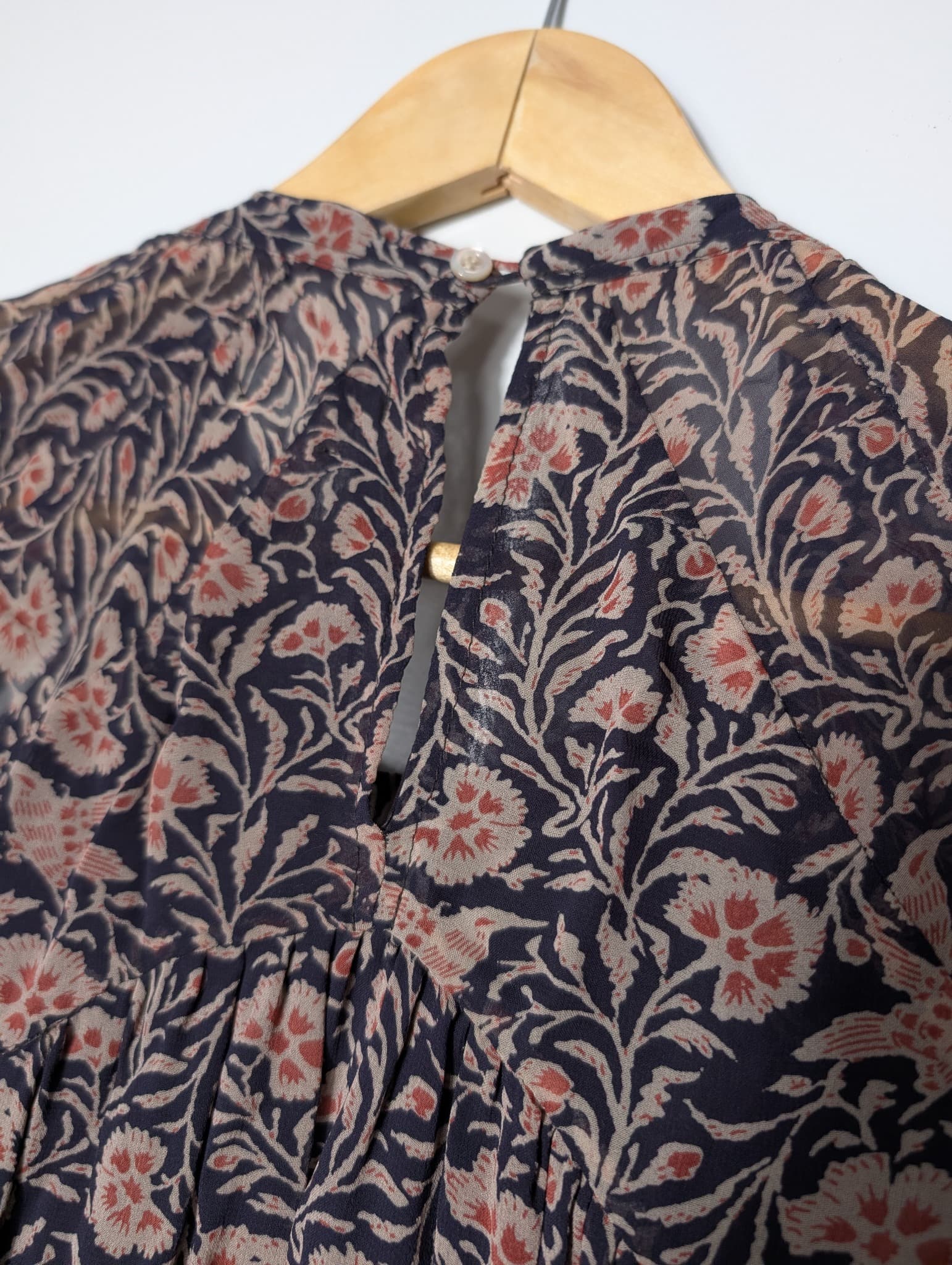 Isabel Marant Etoile Silk Maxi Dress Floral Smocked Bodice Size 36 — photo 5 of 8