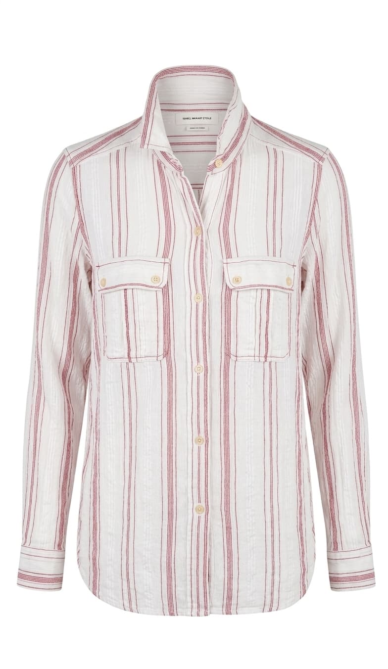 Isabel Marant Etoile Striped Button-Down Shirt - White & Red — photo 1 of 8