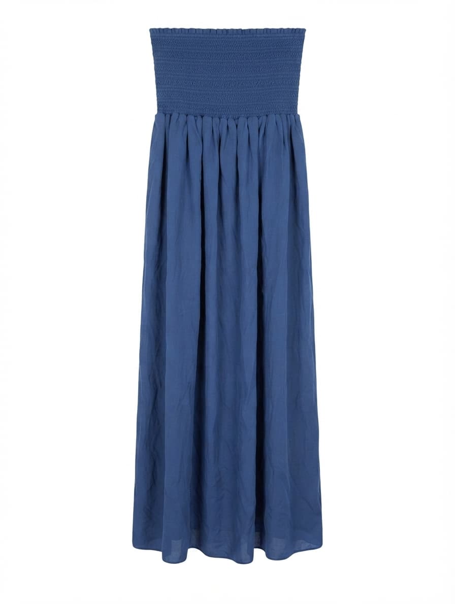 Isabel Marant Silk Smocked Tube Top Maxi Dress Blue Size 36 — photo 1 of 7