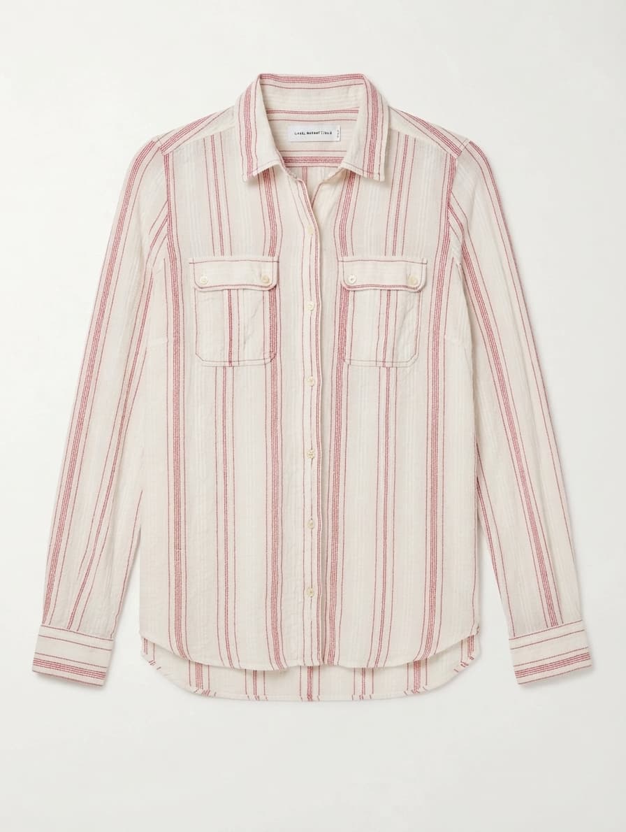 Isabel Marant Étoile Striped Button-Down Shirt White and Red Size 40 — photo 1 of 6