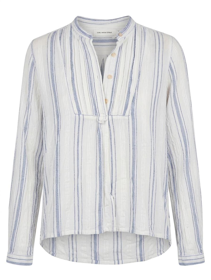 Isabel Marant Étoile Striped Cotton Blouse - White & Blue Size 40 — photo 1 of 6