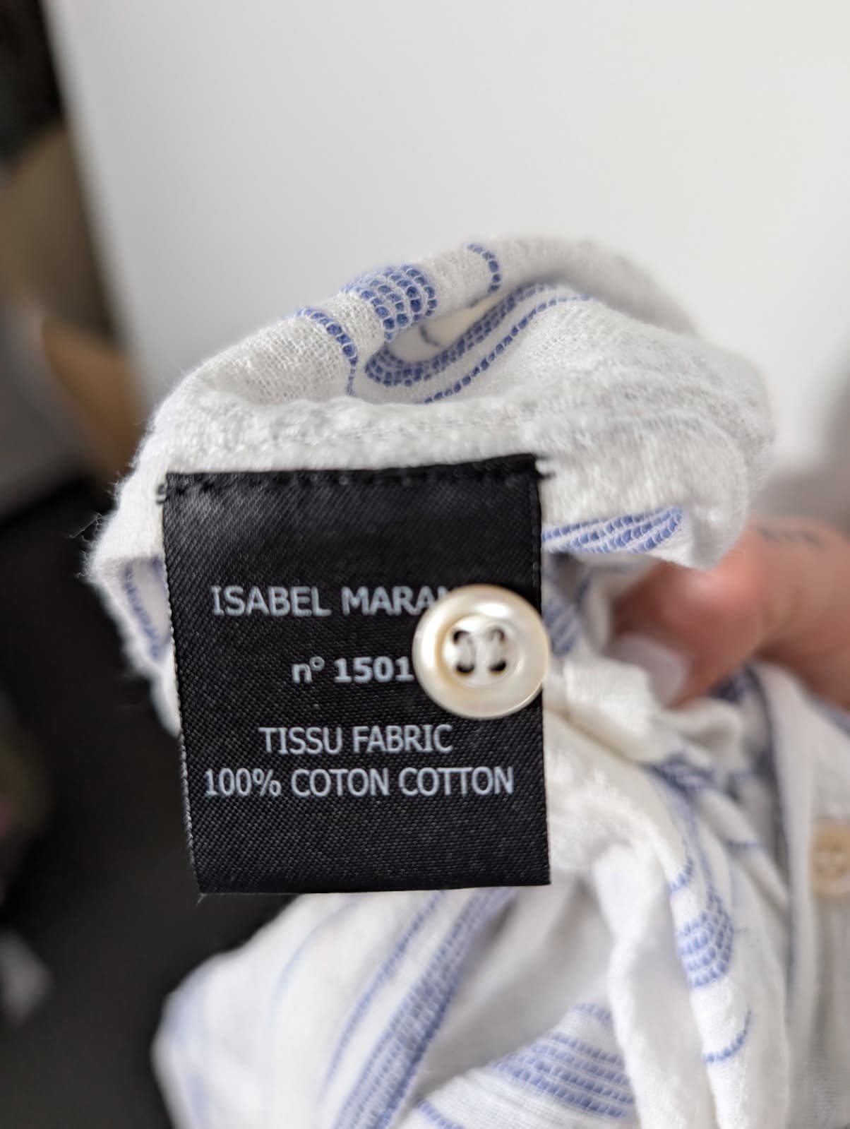 Isabel Marant Étoile Striped Cotton Blouse - White & Blue Size 40 — photo 5 of 6
