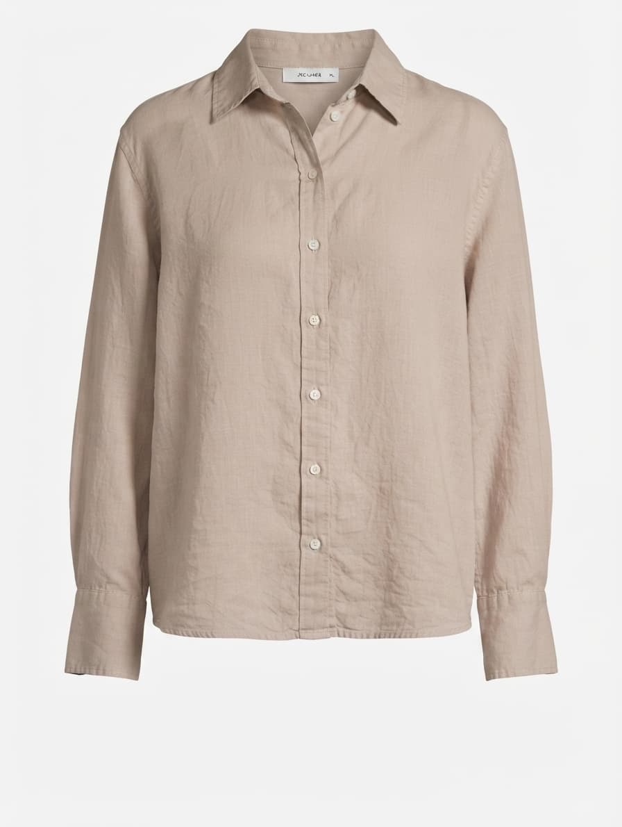 Jac+Jack Linen Button-Down Shirt Light Brown Size L — photo 1 of 6