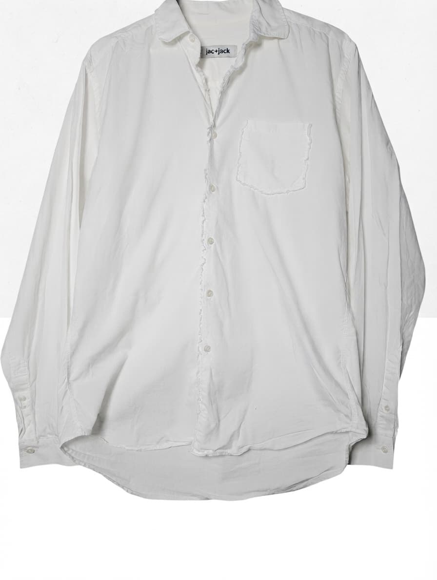 Jac+Jack Long Sleeve Button-Down Shirt White Raw Edge Detail Size M — photo 1 of 6