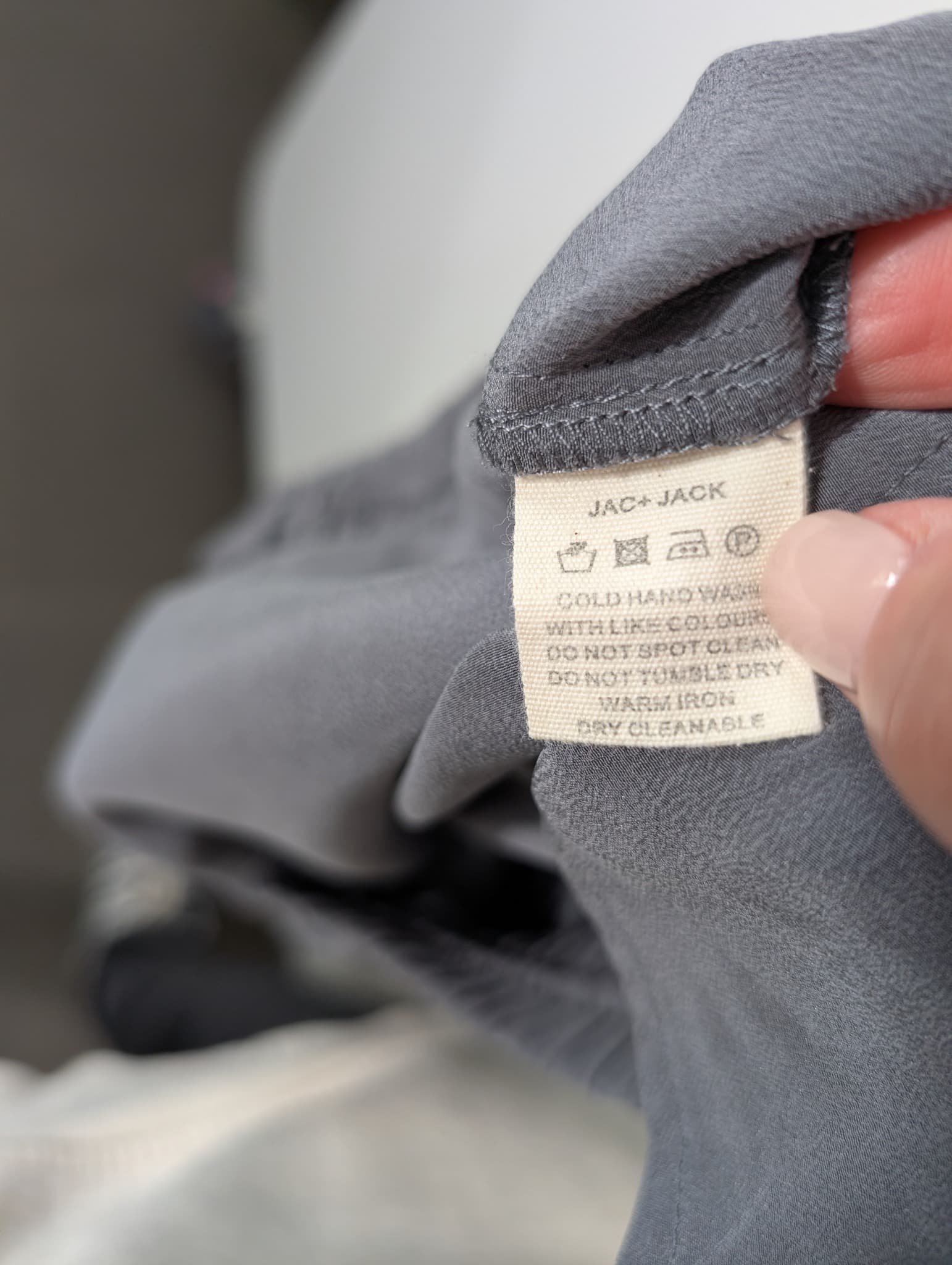 Jac+Jack Silk Trousers Grey Elastic Waist — photo 5 of 6