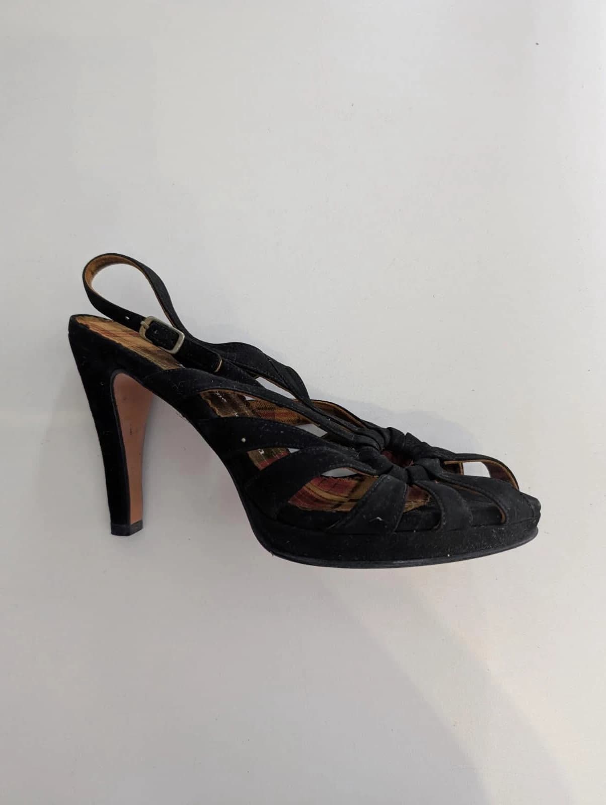 Jacqueline Schnabel Black Suede Strappy Heels - Size 38 — photo 2 of 5