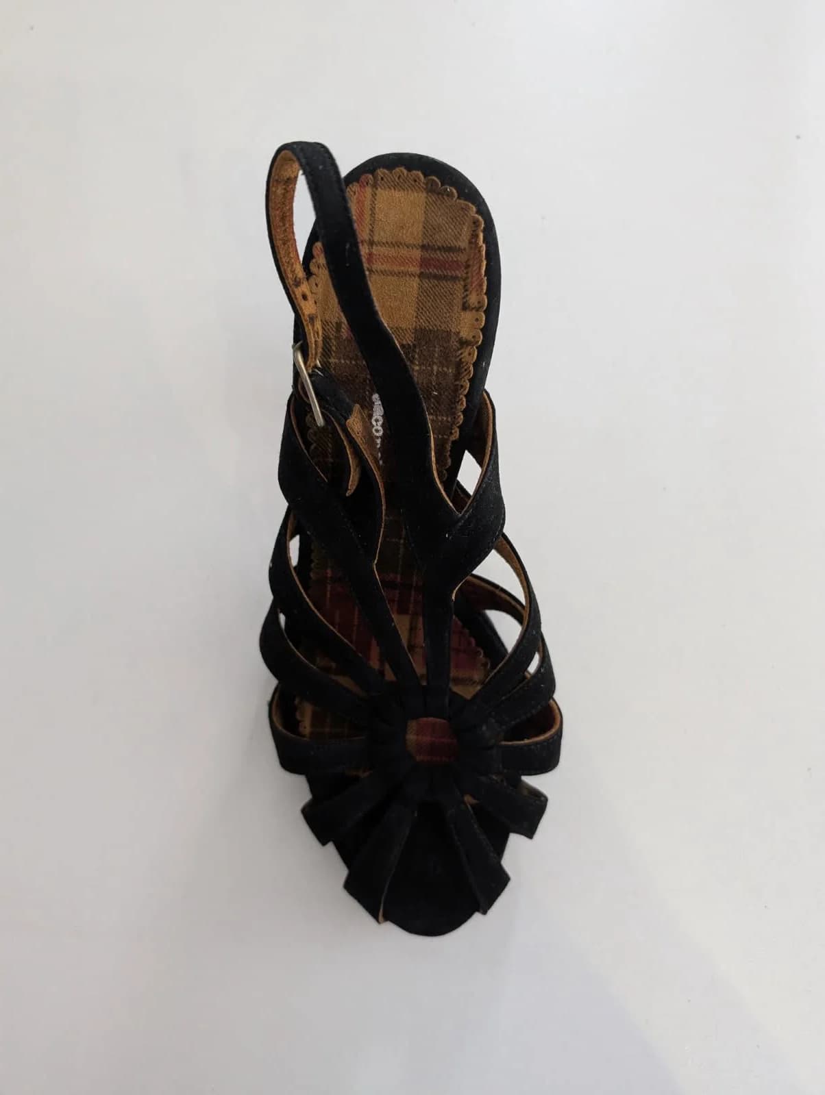 Jacqueline Schnabel Black Suede Strappy Heels - Size 38 — photo 1 of 5
