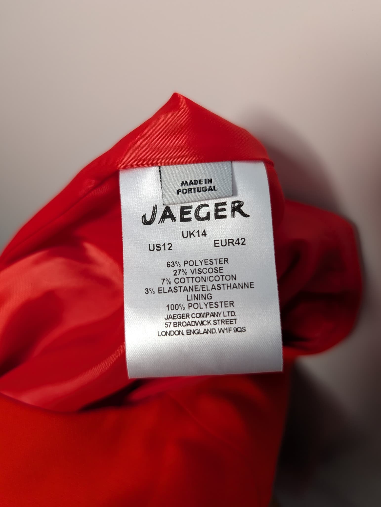Jaeger Red Sheath Dress 3/4 Sleeve UK 14 — photo 8 of 9