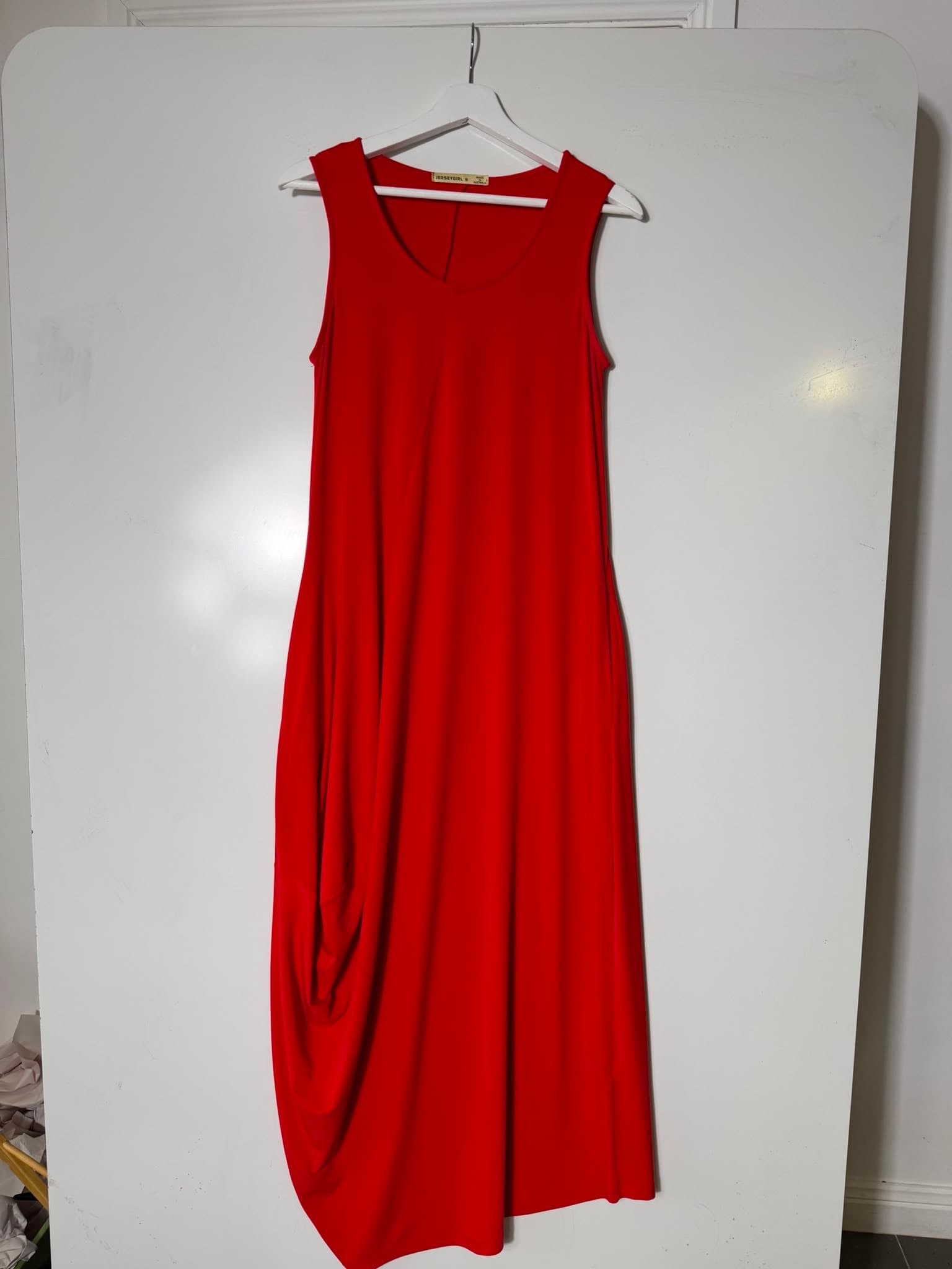 Jerseygirl Sleeveless Asymmetric Hem Maxi Dress Red Size 8 — photo 4 of 4