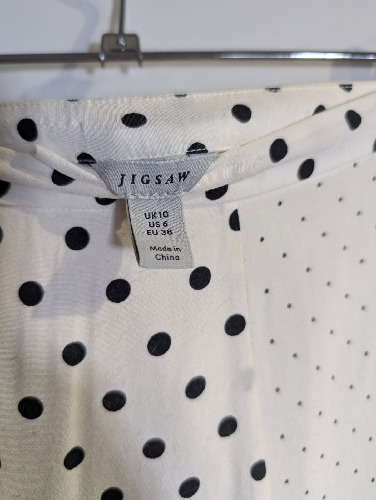 Jigsaw Polka Dot Viscose Midi Skirt Cream & Black UK 10 — photo 7 of 7