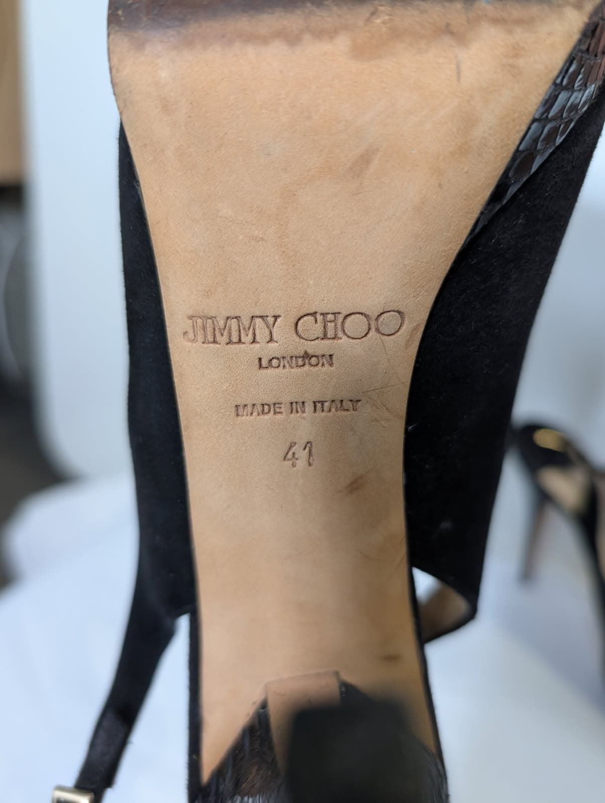 Jimmy Choo Black Suede Peep Toe Slingback Platform Heels - EU 41 — photo 3 of 7