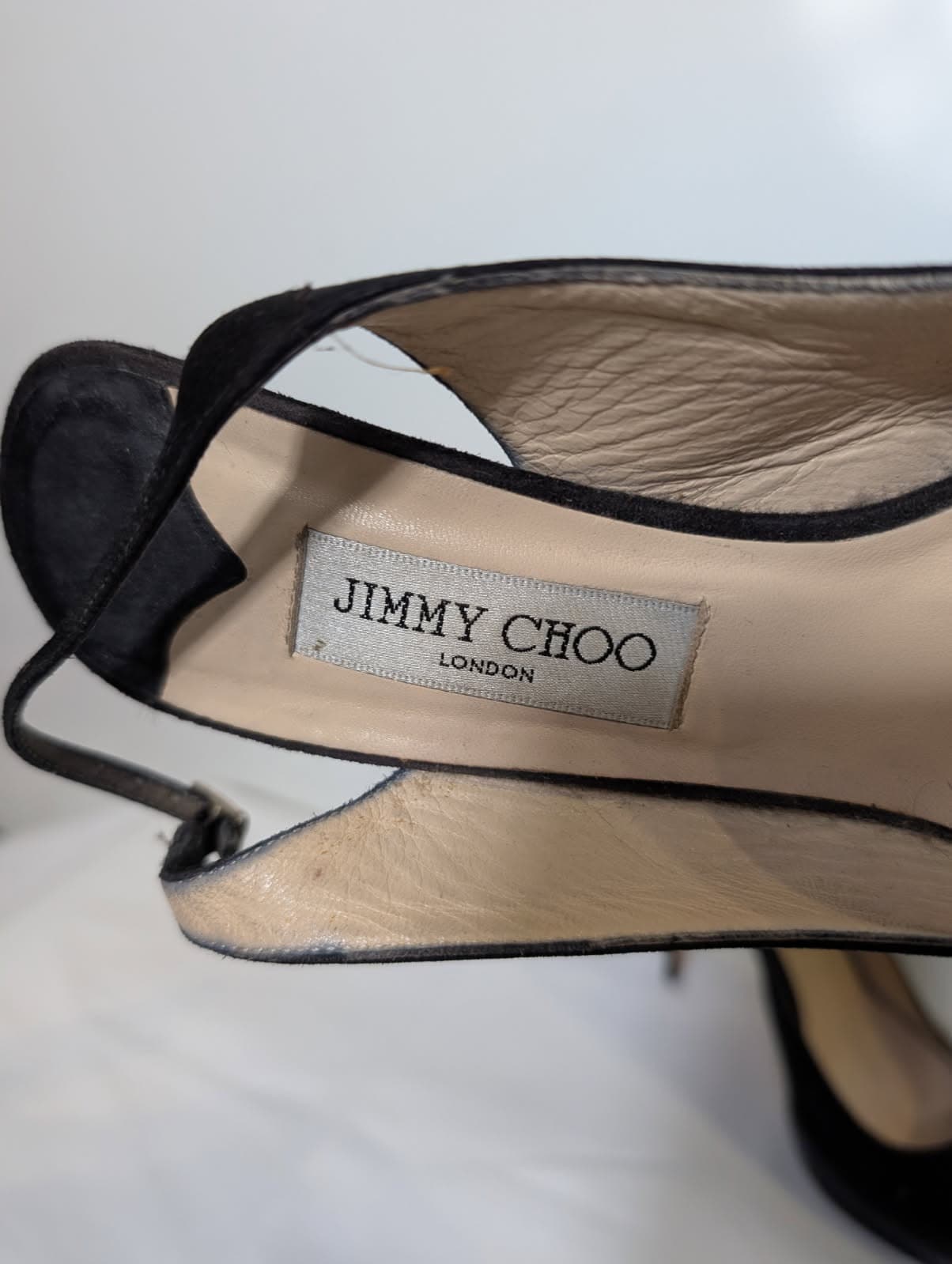 Jimmy Choo Black Suede Peep Toe Slingback Platform Heels - EU 41 — photo 6 of 7