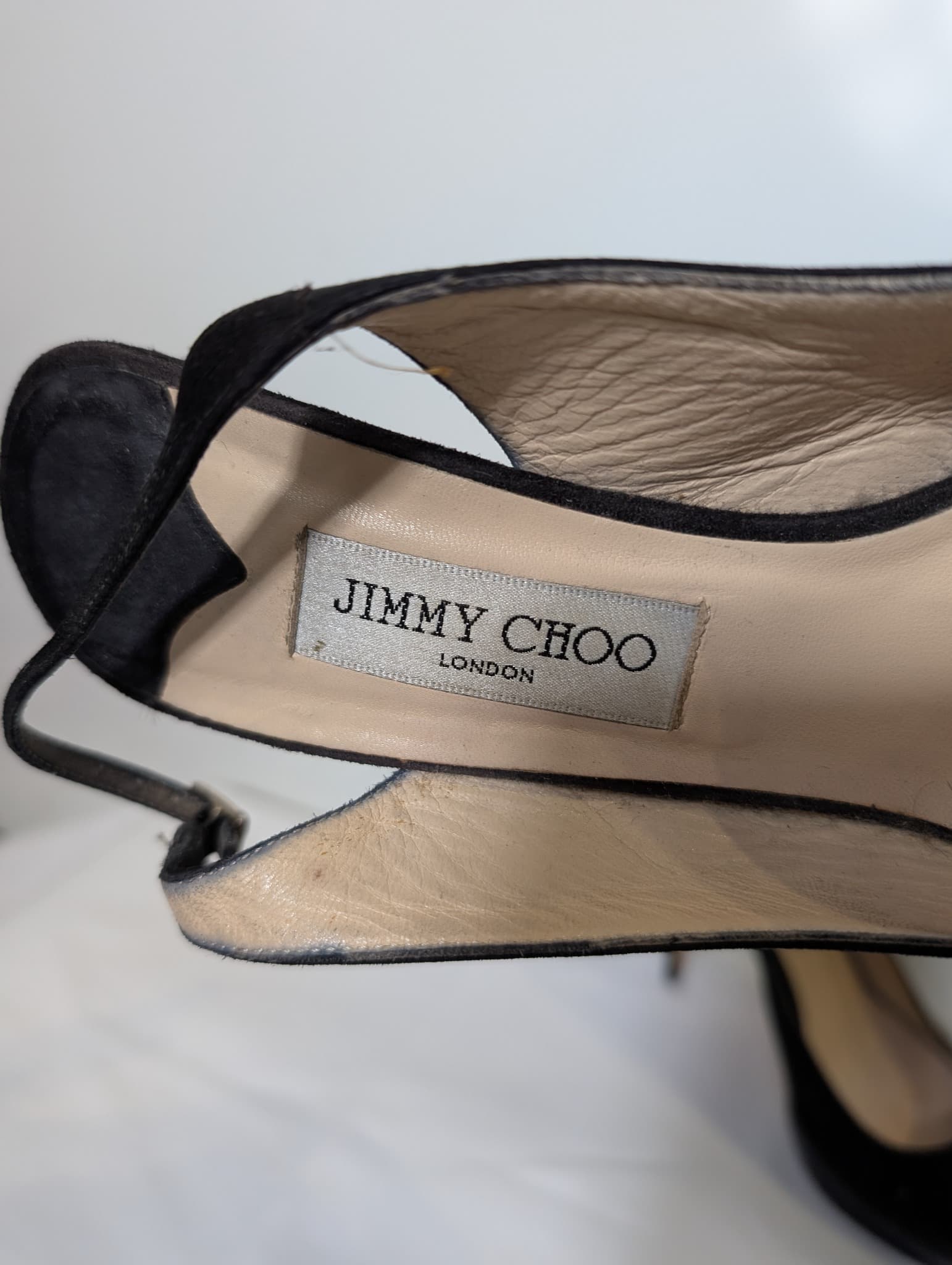 Jimmy Choo Suede Peep Toe Slingback Platform Heels Black Size 41 — photo 2 of 7