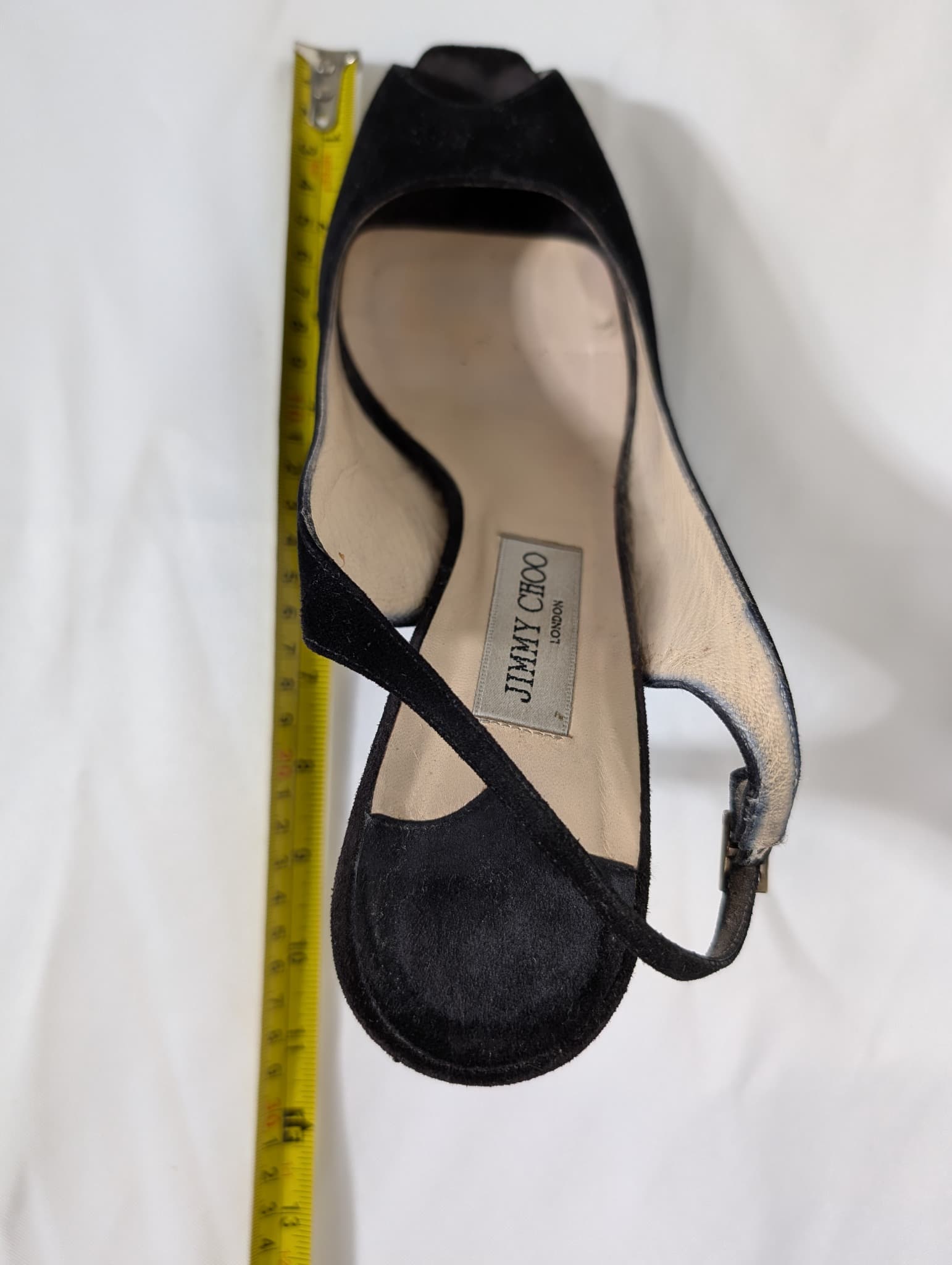 Jimmy Choo Suede Peep Toe Slingback Platform Heels Black Size 41 — photo 7 of 7