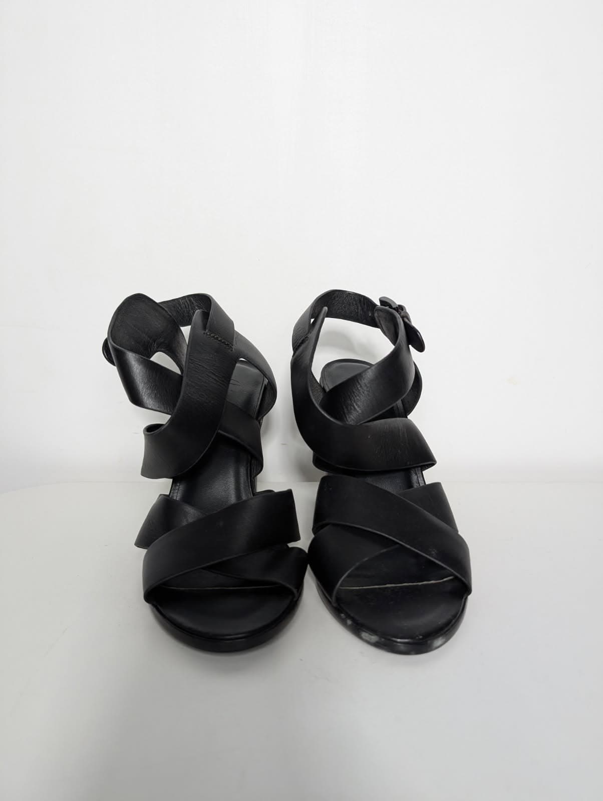 Joie Black Leather Criss-Cross Block Heel Sandals - EU 37.5 — photo 5 of 7