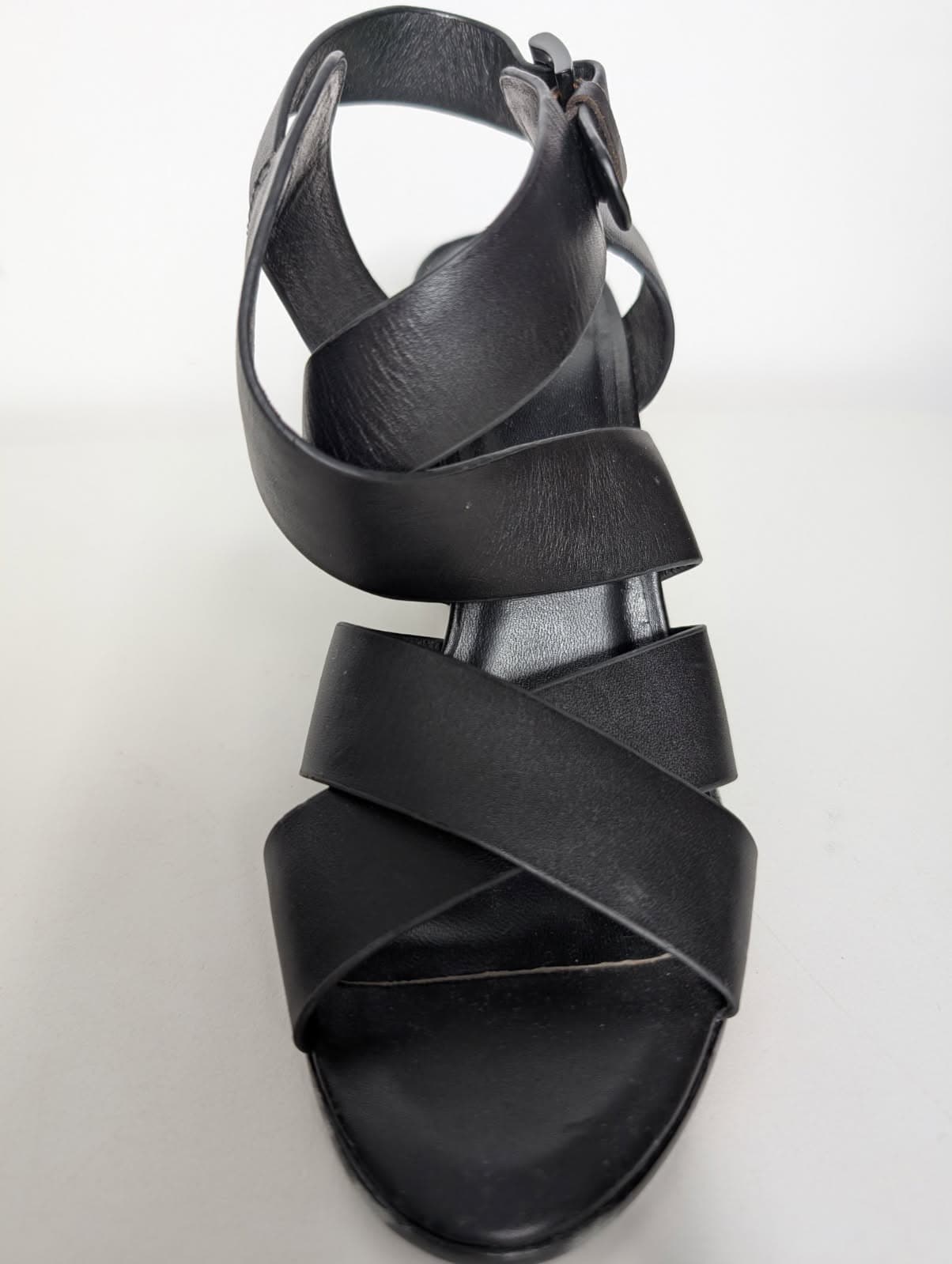 Joie Black Leather Criss-Cross Block Heel Sandals - EU 37.5 — photo 6 of 7