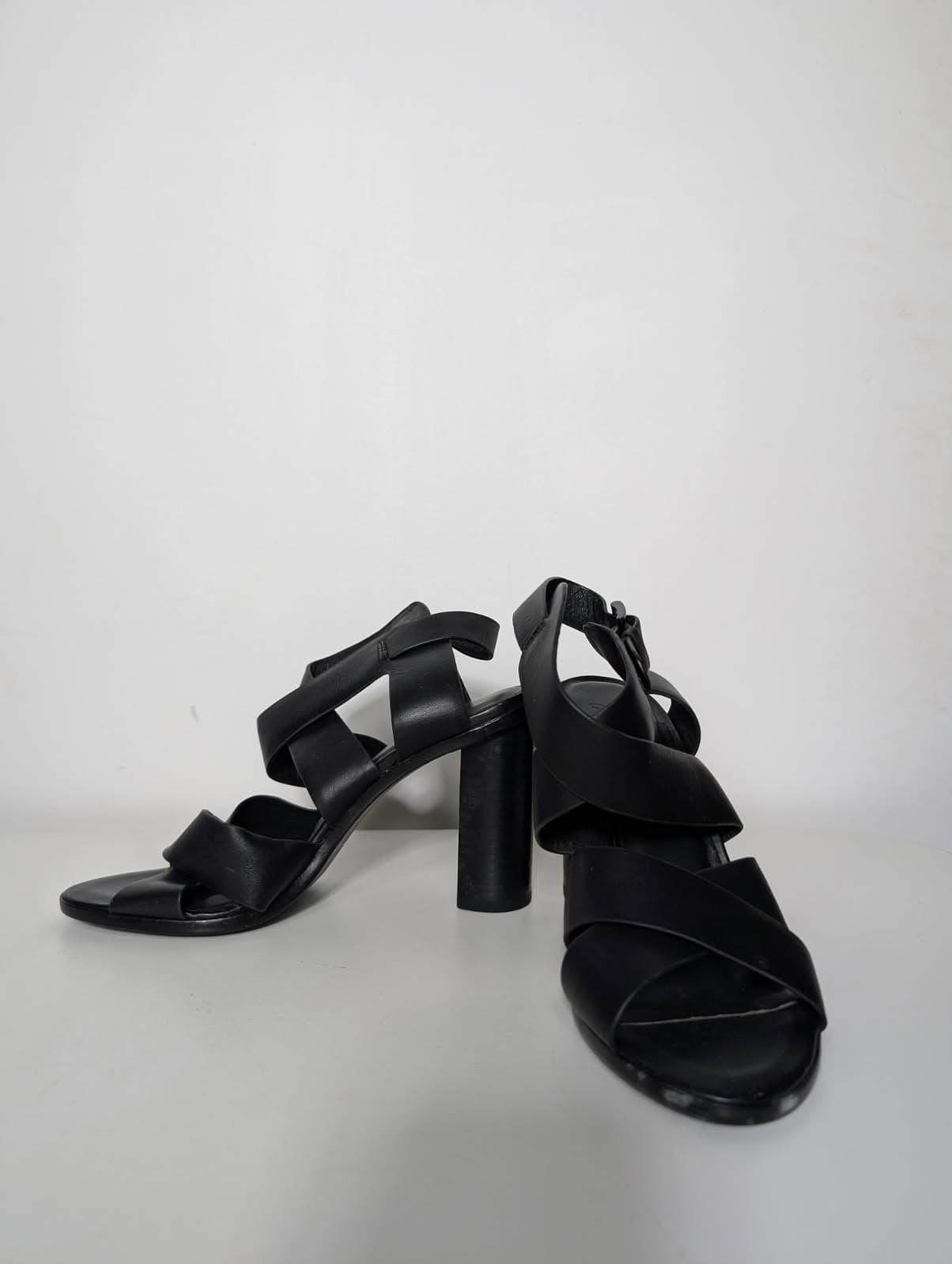Joie Black Leather Crisscross Block Heel Sandals Size 37.5 — photo 2 of 6