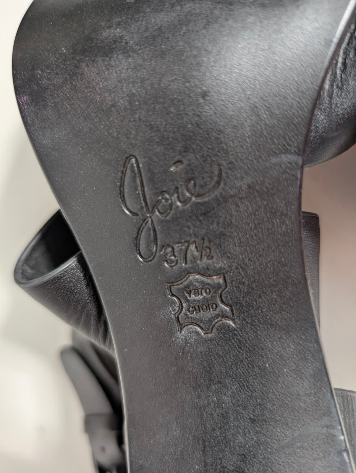 Joie Black Leather Crisscross Block Heel Sandals Size 37.5 — photo 3 of 6
