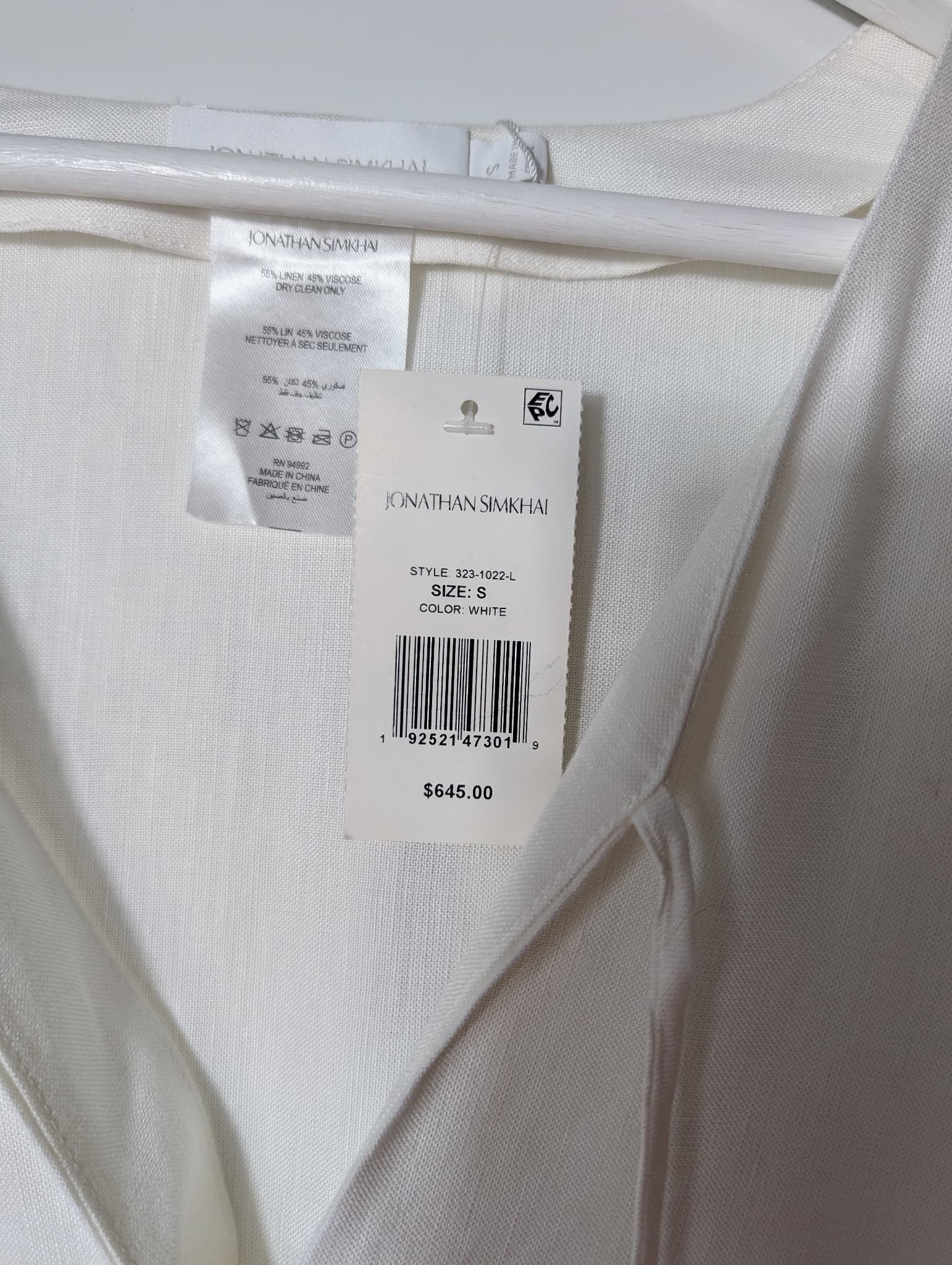 Jonathan Simkhai Lace Trim Kaftan Cover-Up White Size S — photo 4 of 9
