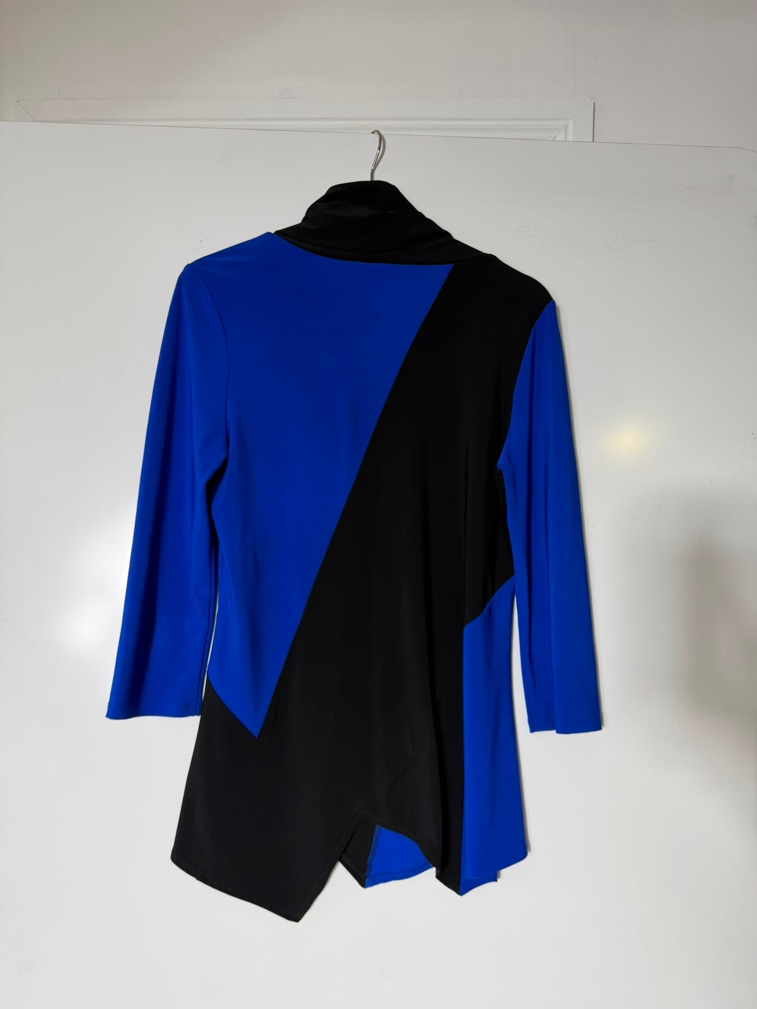 Joseph Ribkoff Color Block Cowl Neck Tunic Blue and Black US 10 — photo 4 of 5