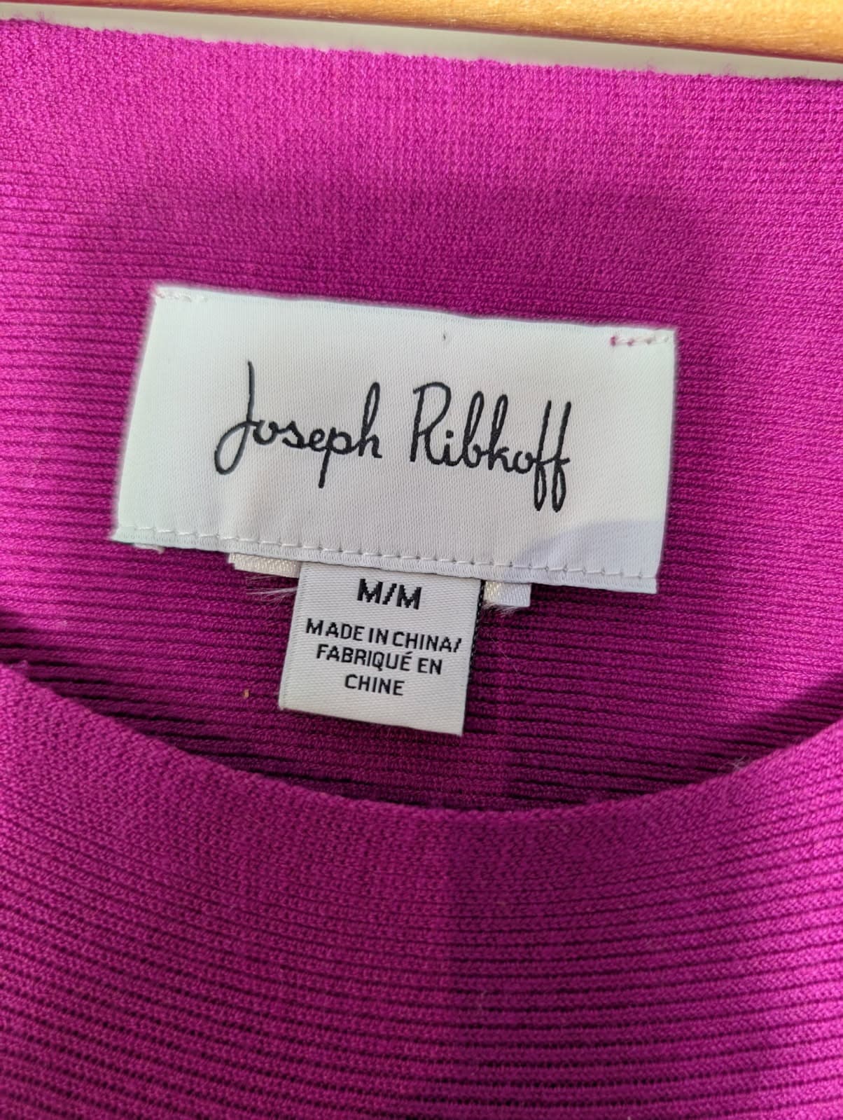 Joseph Ribkoff Magenta Rhinestone Mesh Sleeve Knit Sweater — photo 5 of 6