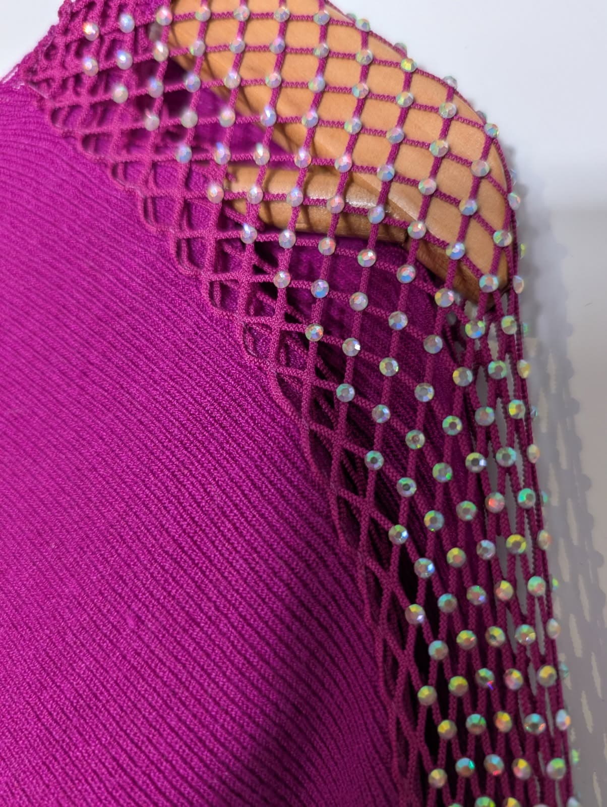Joseph Ribkoff Magenta Rhinestone Mesh Sleeve Knit Sweater — photo 6 of 6