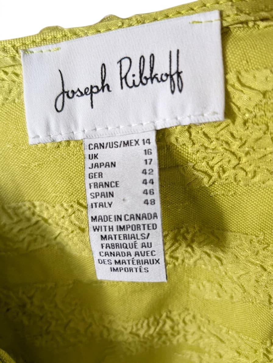 Joseph Ribkoff Textured Blouse - Lime Green High-Low Hem Women's Size 14 — photo 3 of 6