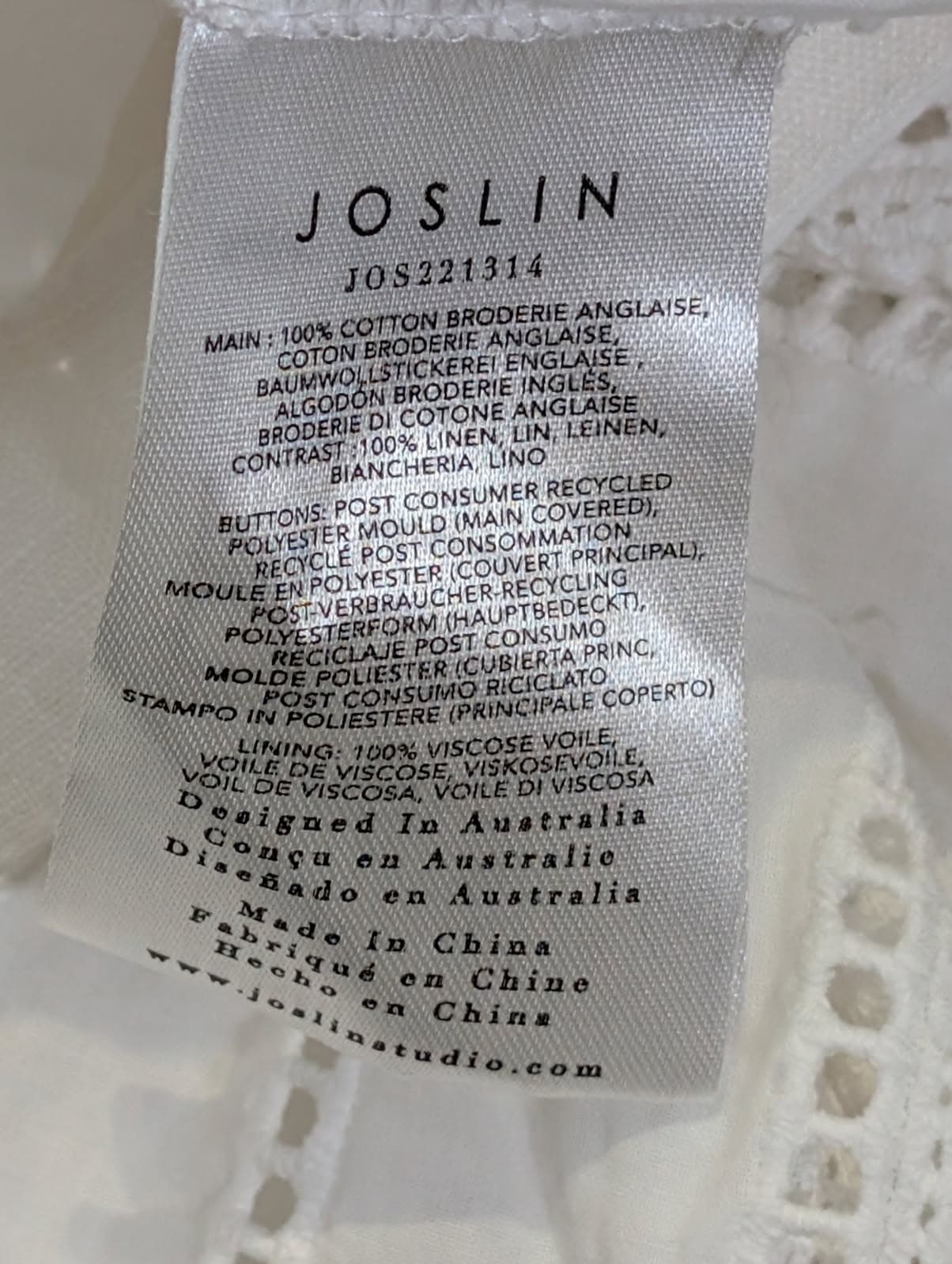 Joslin Studio Broderie Anglaise Button-Down Shirt White Women's AU 6 — photo 7 of 7