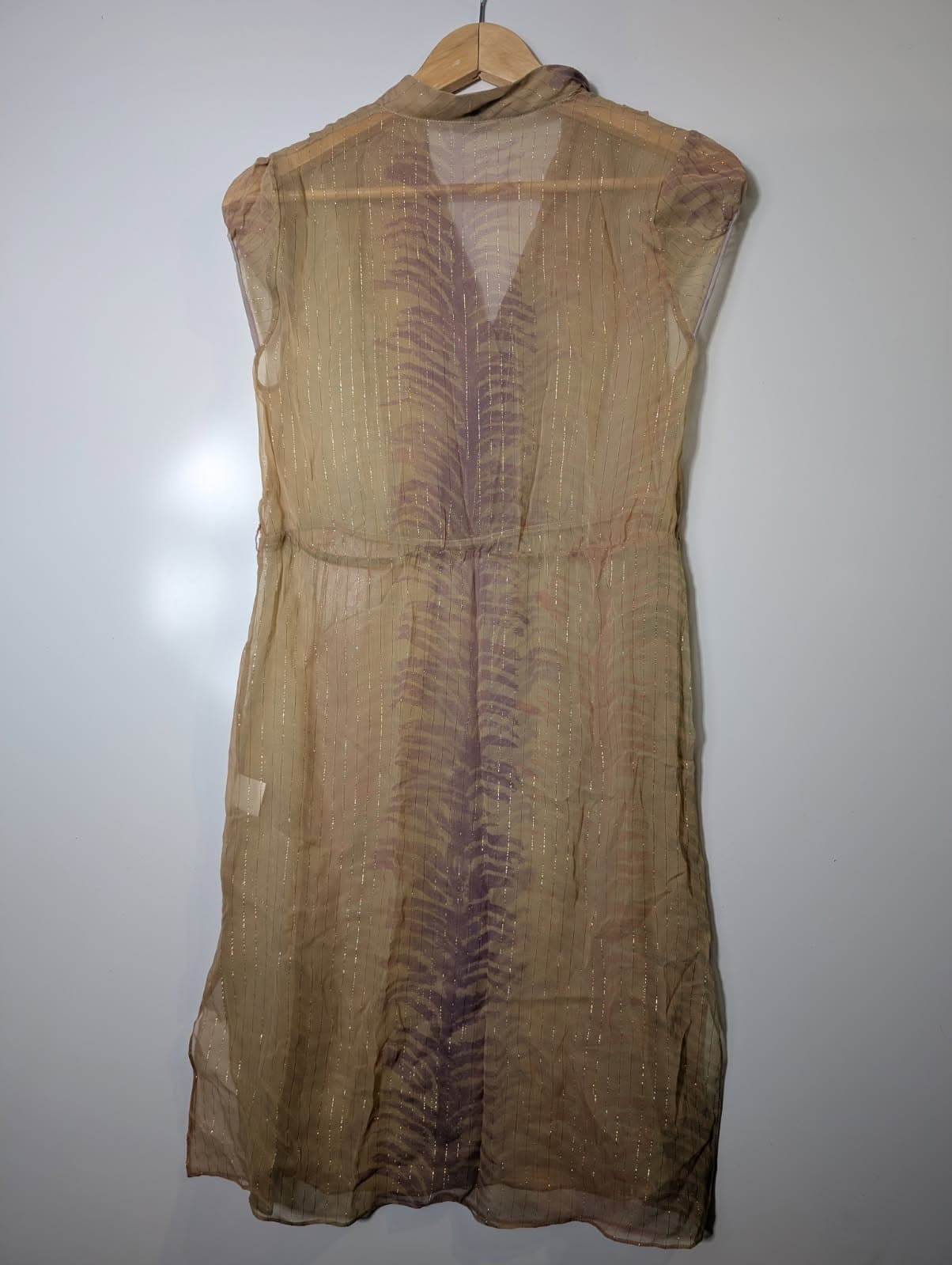 Jovovich-Hawk Silk Tunic Dress Purple Feather Print Size 4 — photo 3 of 6