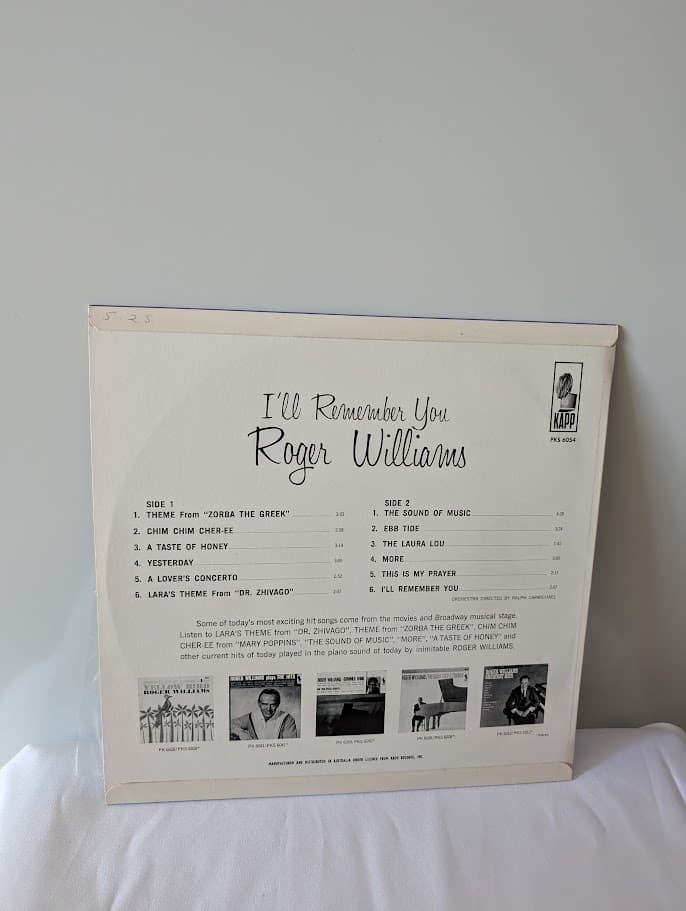 KAPP Roger Williams I'll Remember You Vinyl LP Record — photo 2 of 6