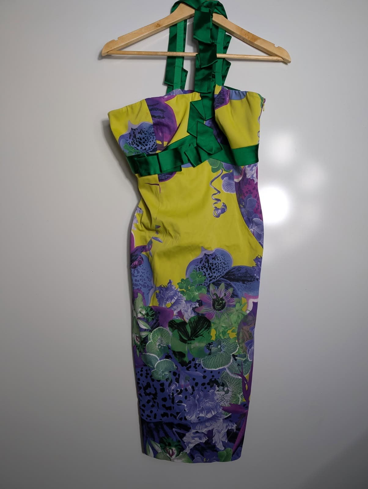 Karen Millen Floral Print Dress Satin Trim Women's UK 14 — photo 3 of 8