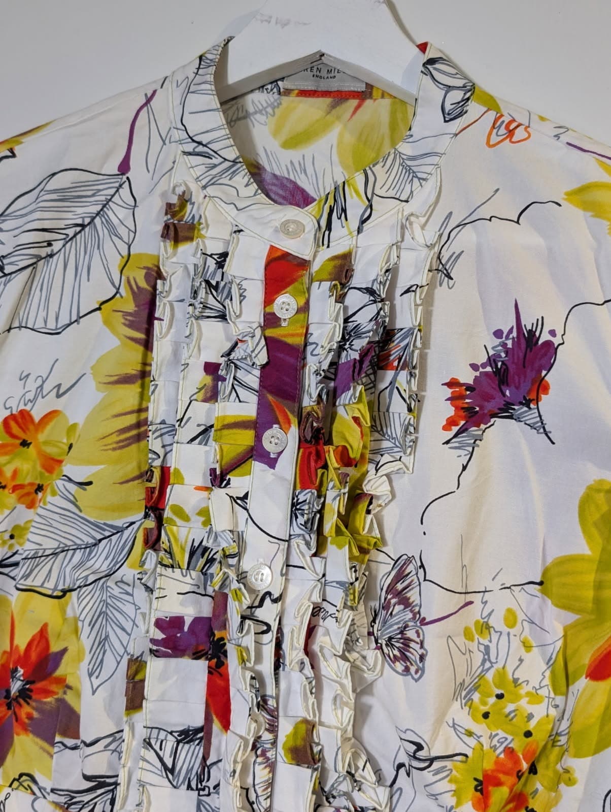 Karen Millen Floral Ruffle Front Blouse Multi-colour — photo 5 of 6