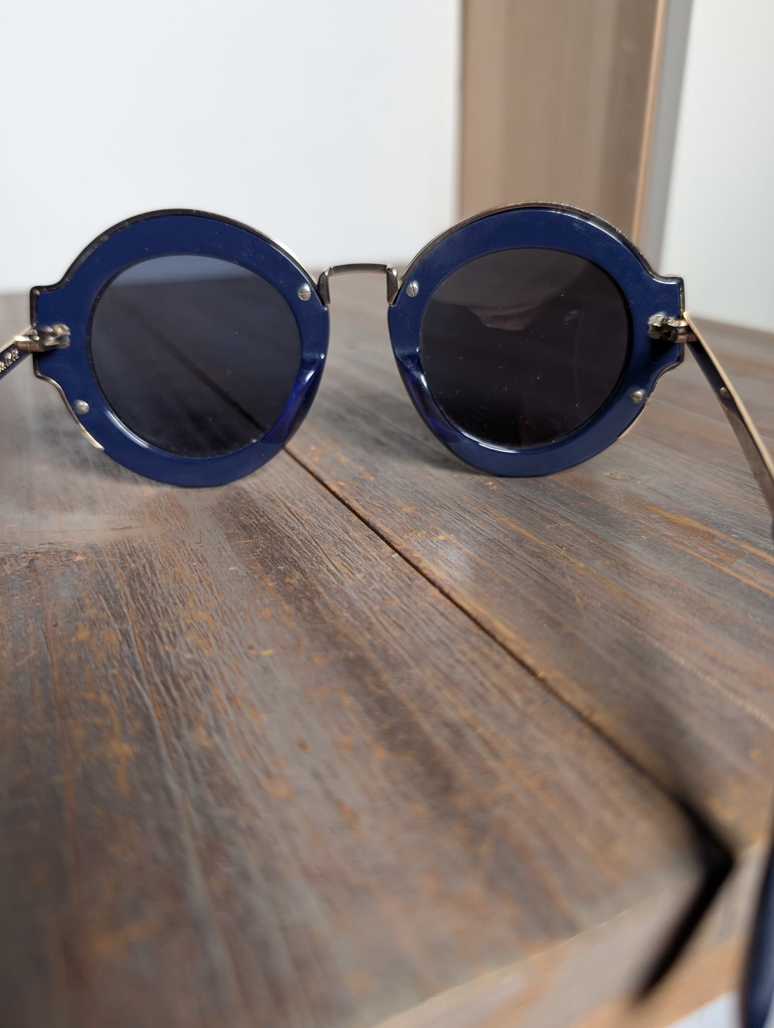 Karen Walker Deep Freeze Sunglasses Navy Blue Round Frames — photo 5 of 5