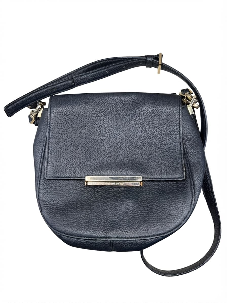 Kate Spade Pebbled Leather Crossbody Bag Black Gold Bar Detail — photo 1 of 4