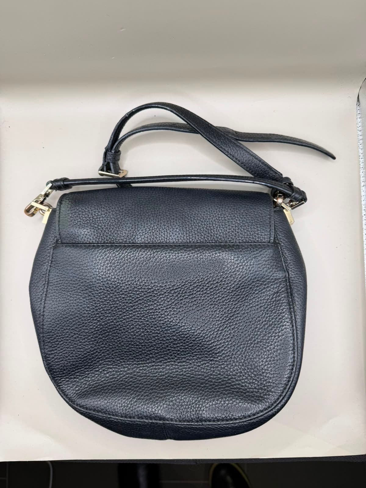 Kate Spade Pebbled Leather Crossbody Bag Black Gold Bar Detail — photo 4 of 4
