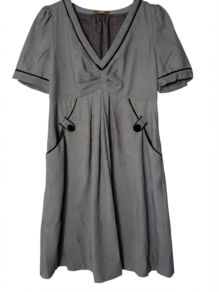 KATHERINE London V-Neck Dress Grey Houndstooth Size 12 — photo 1 of 8