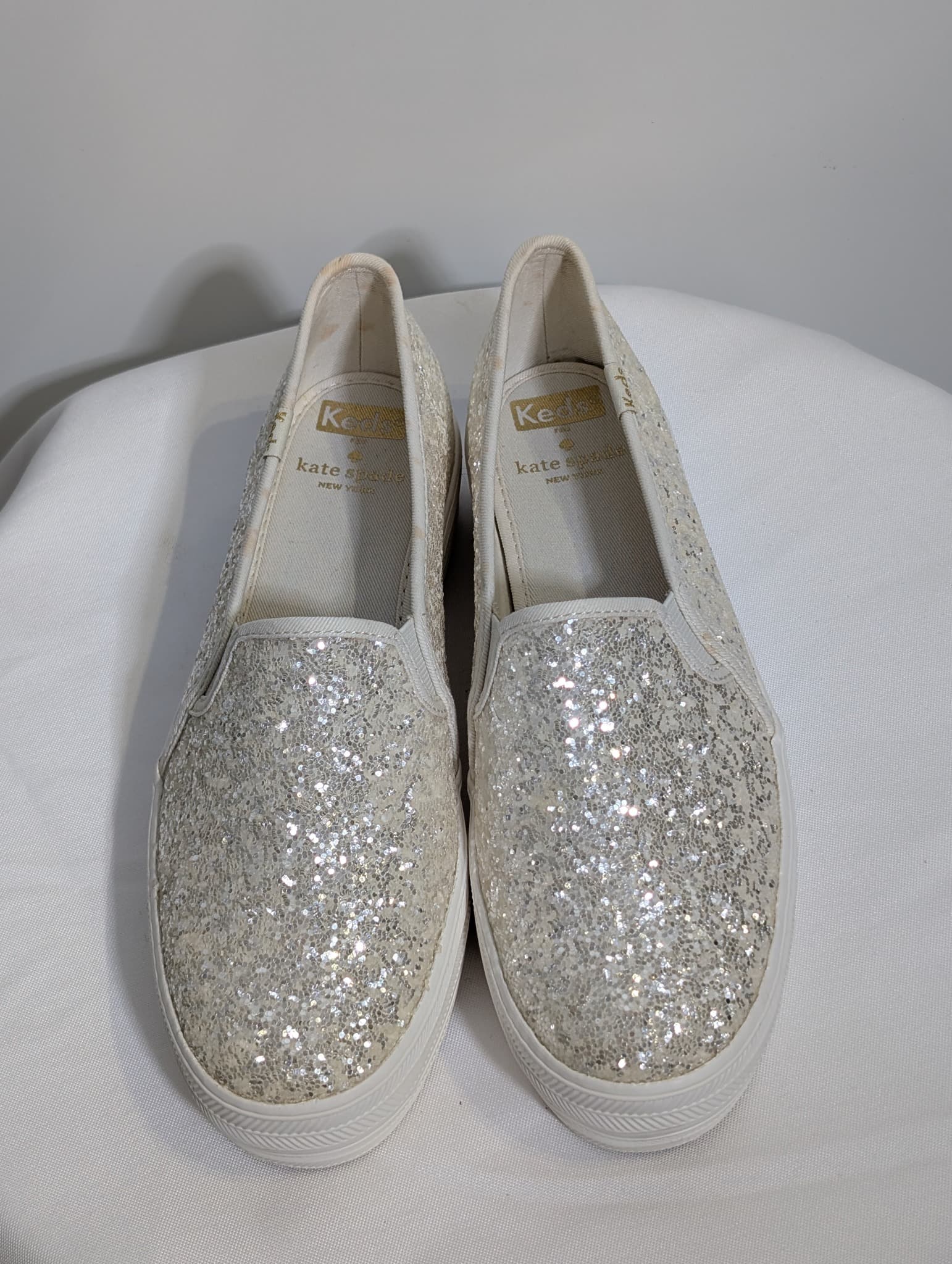 Keds x Kate Spade Triple Decker Glitter Slip-On Sneakers Silver US 8 — photo 2 of 6