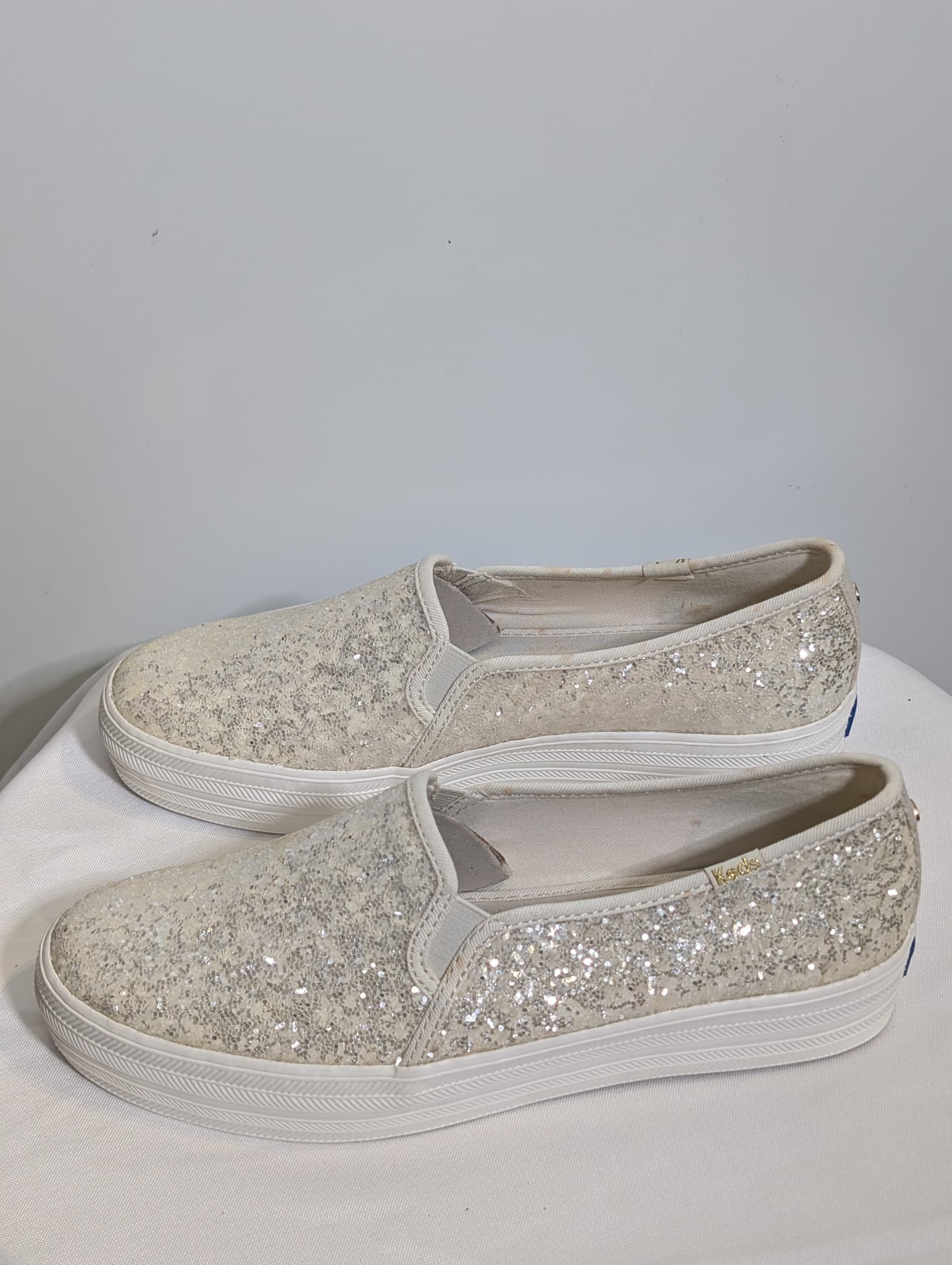 Keds x Kate Spade Triple Decker Glitter Slip-On Sneakers Silver US 8 — photo 3 of 6