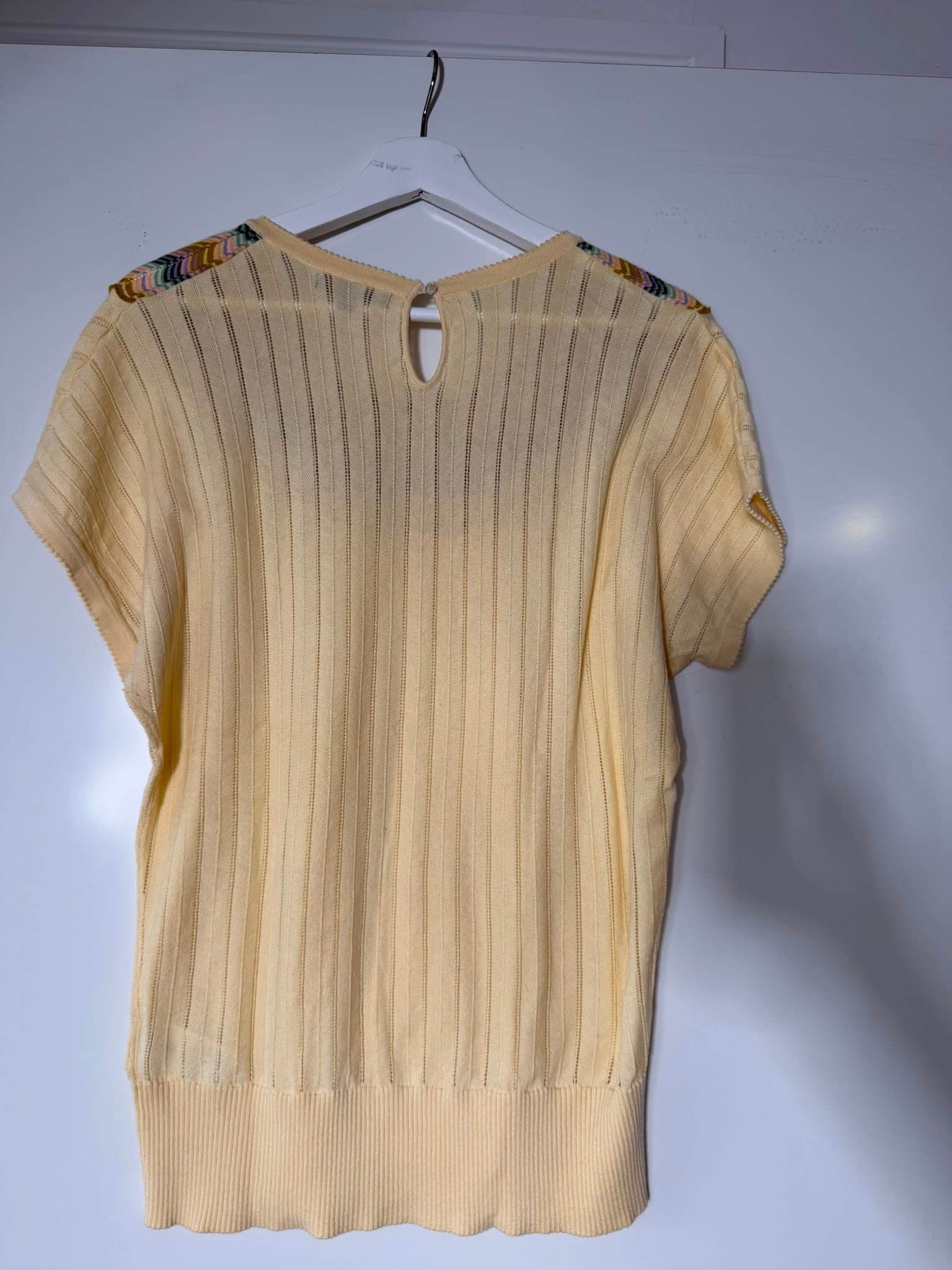 King Louie Knit Top Yellow Chevron Pattern XL — photo 2 of 5