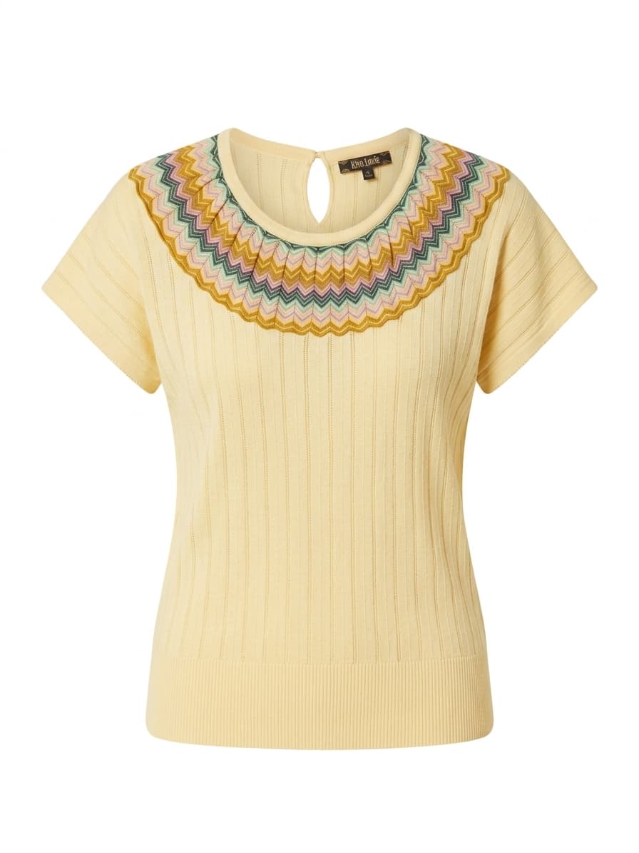 King Louie Knit Top Yellow Chevron Pattern XL — photo 1 of 5