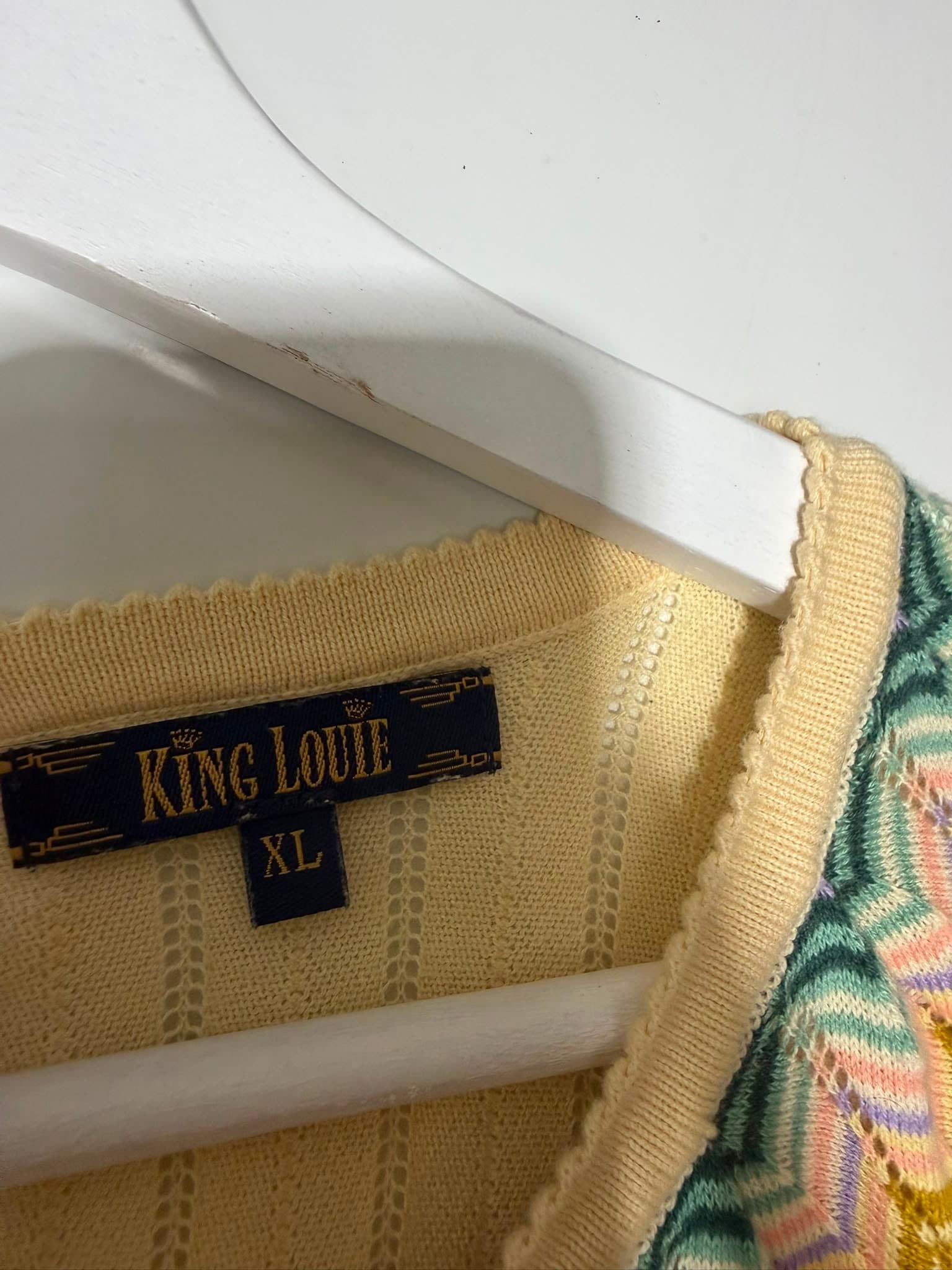 King Louie Knit Top Yellow Chevron Pattern XL — photo 5 of 5