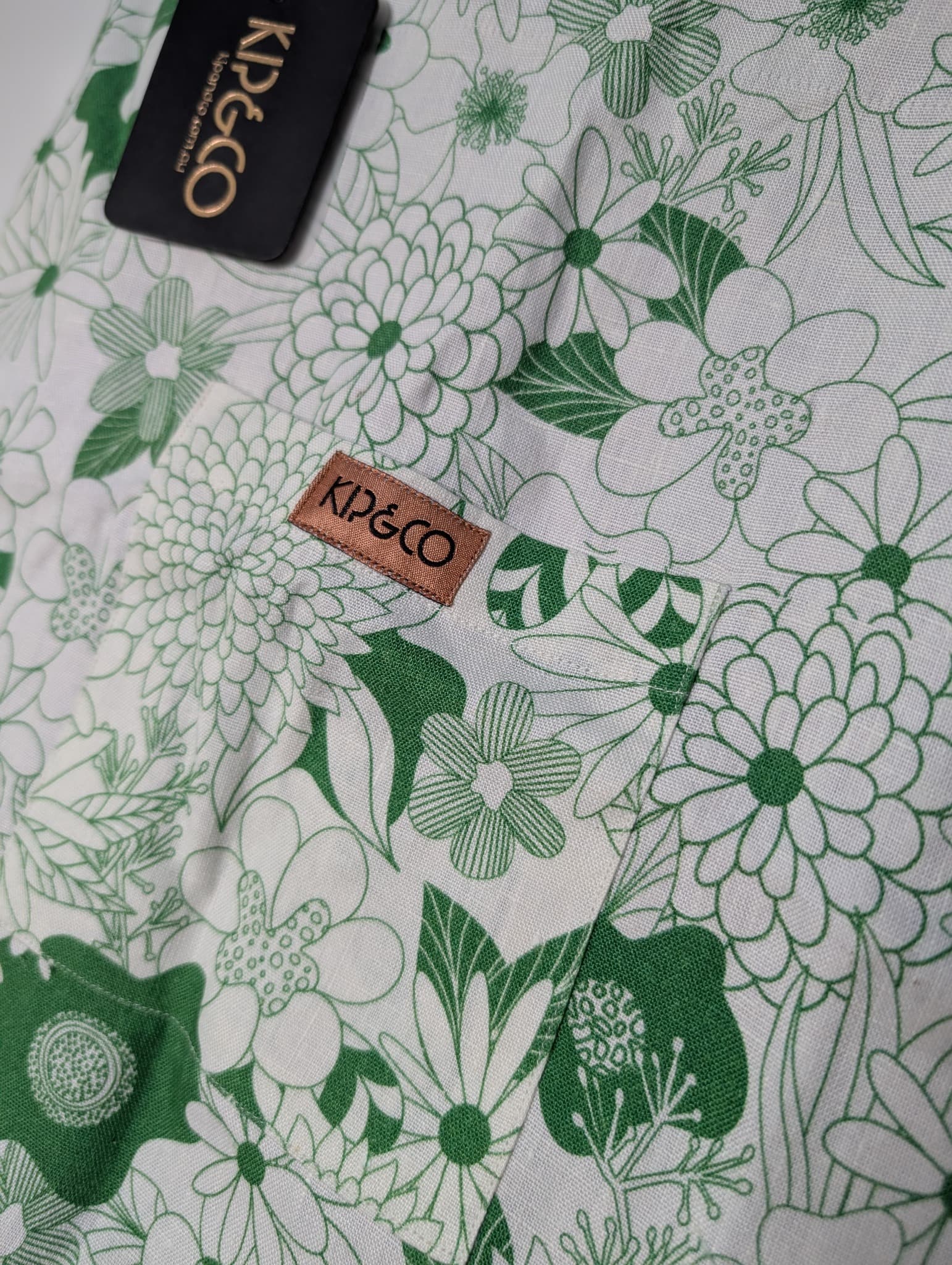 Kip&Co Linen Tote Bag Green Floral Print One Size — photo 3 of 10