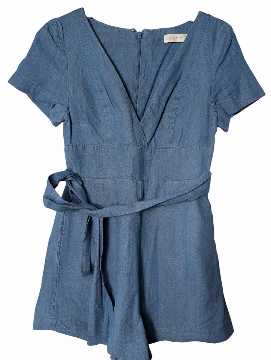 Kookai Denim V-Neck Playsuit Blue Size 36 — photo 1 of 6