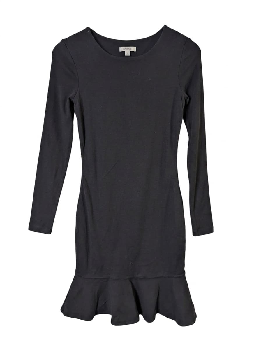Kookai Long Sleeve Ruffle Hem Mini Dress Black Size 2 — photo 1 of 5