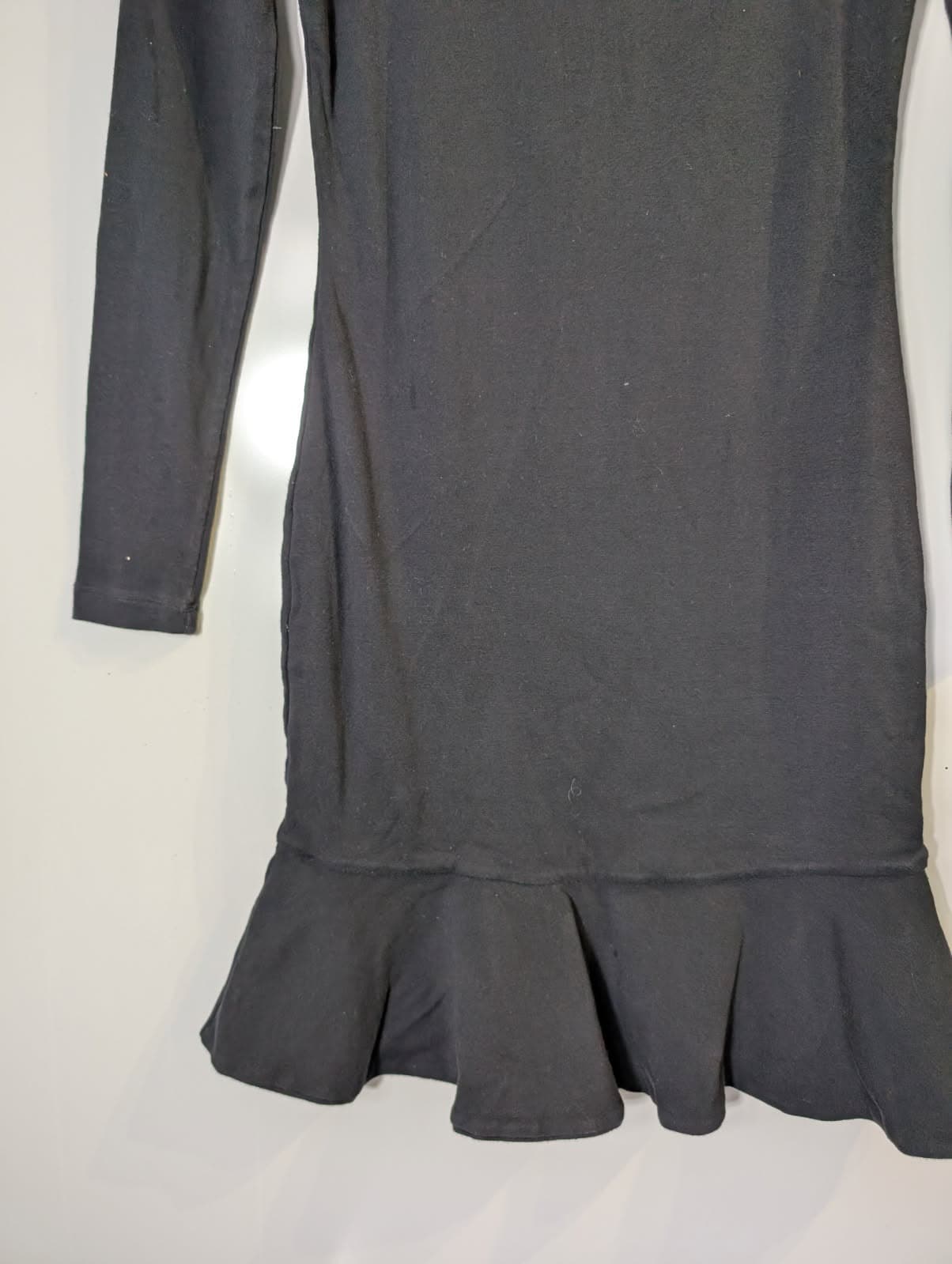 Kookai Long Sleeve Ruffle Hem Mini Dress Black Size 2 — photo 4 of 5
